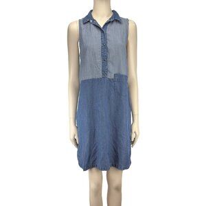 Cop.Copine Sleeveless A Shift Relaxed‎ Viscose Denim looking Blue Midi Dress 38